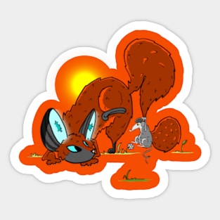 Red Fox and his Mouse Sticker